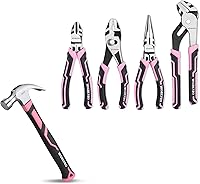 Vista 1 de WORKPRO Juego de alicates de 4 piezas+martillo de garra rosa de 16 oz