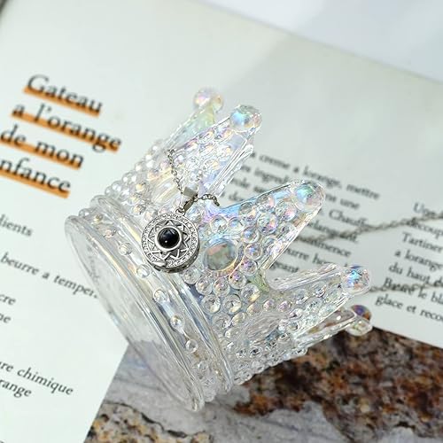 Miniatura 2 de Juego de 3 portavelas de cristal con forma de corona, esponja de maquillaje, licuadora, estante de almacenamiento, joyería para relojes, decoración