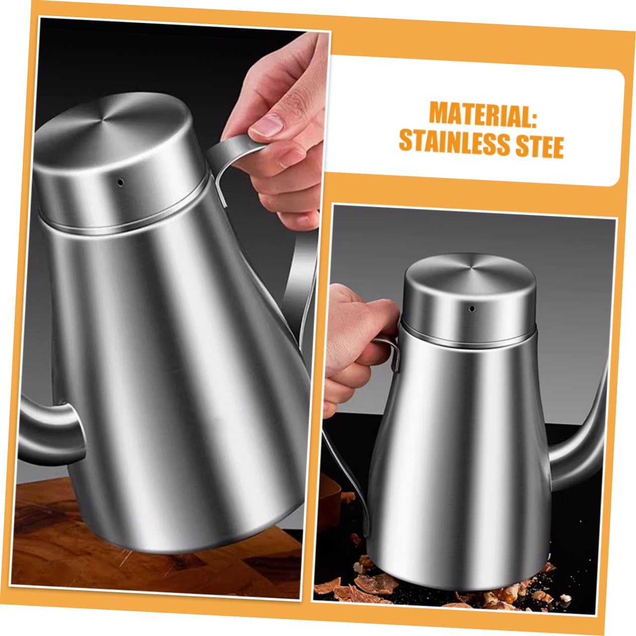 Hemobllo 18oz Bottiglia in Acciaio Inox per Olio da Cucina Contenitore da Beccuccio Antigoccia per Conservare Olio Aceto e Condimenti Design Professionale per Cucinare e Insalate