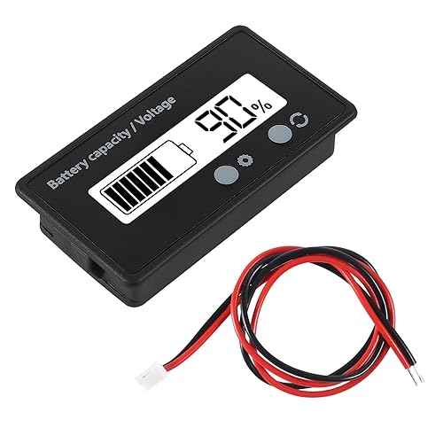 Vista 18 de UMLIFE Medidor de voltaje de capacidad de batería de 12 V 24 V 36 V 72 V CC con alarma Capacidad de batería Indicador de voltaje de batería Azul