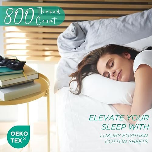 Miniatura 5 de The Bishop Cotton 100% algodón egipcio de 800 hilos, 2 fundas de almohada, patrón sólido, acabado italiano, verdadero lujo (fundas de almohada King,