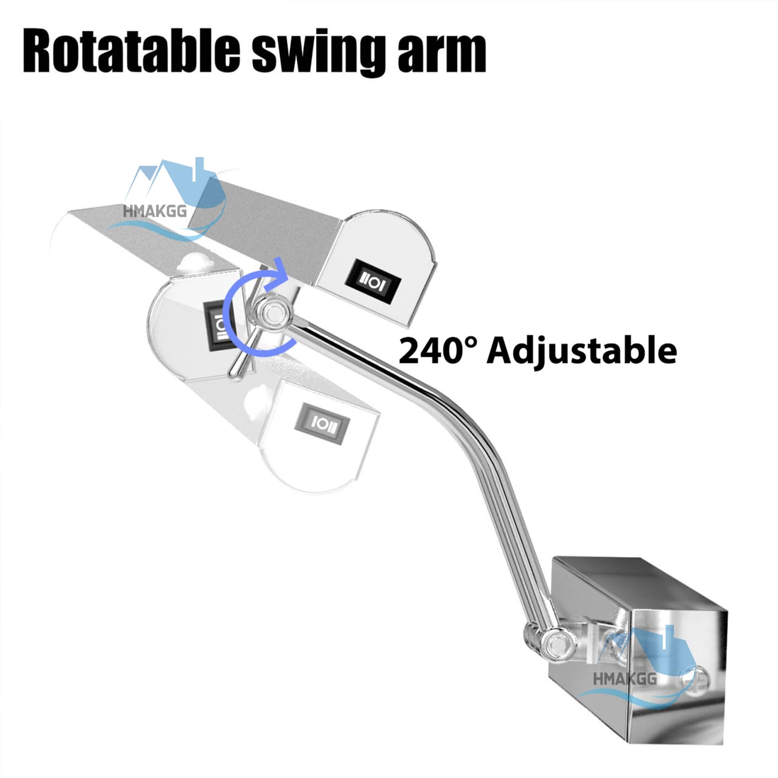 FREEDL LED-Spiegellamp Badkamer met Schakelaar, Badkamer Wandlamp met Bewegingssensor, 6000K Badkamerlamp Wand 240° Draaibaar, Waterdicht IP44 Make-uplicht voor Spiegelkasten en Spiegels, 42CM 8W