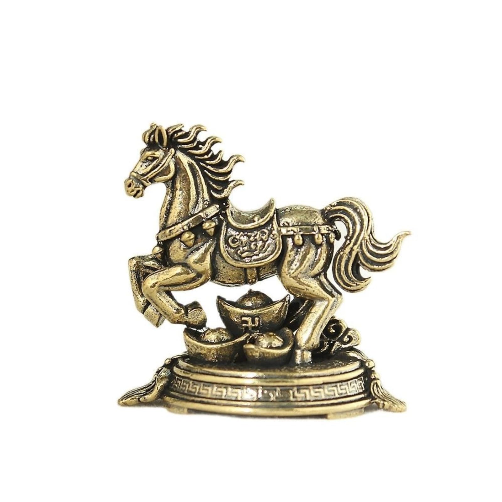 AOTTSD Feng Shui Brass Horse Sculpture, Golden Zodiac Animal Statue