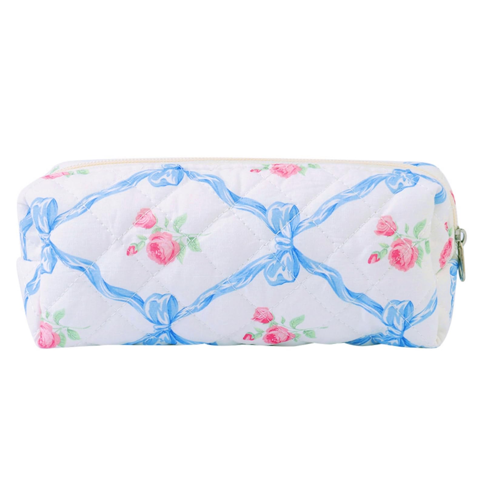 Carry bloom Pencil Pouch Cute Pencil Case for Girls Aesthetic Pencil Bag with Zipper Pen Cases School Supplies Makeup Bag (bow rose blue)