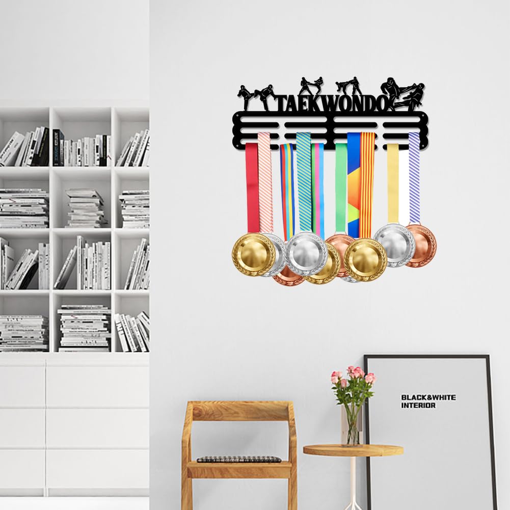 SUPERDANT Taekwondo Colgador de Medallas Pared Metal 40x15CM
