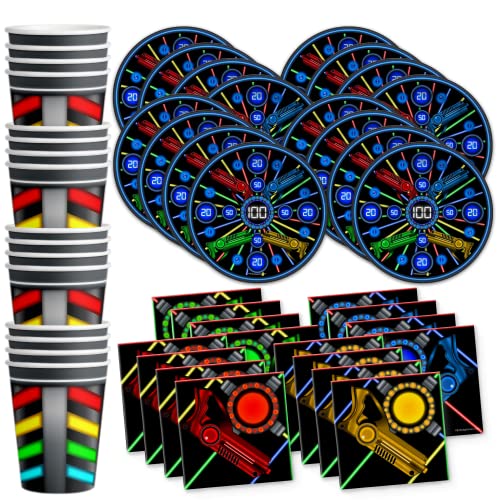 Laser Tag Birthday Party Supplies Set Plates Napkins Cups Tableware Kit for 16