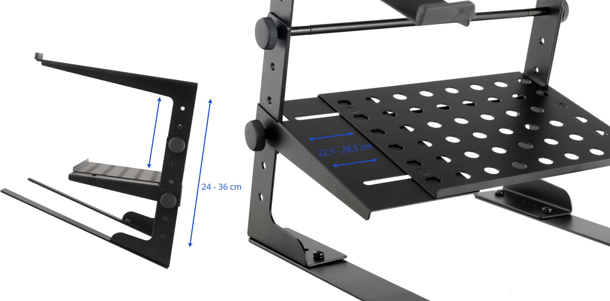 Pronomic ‎00032124 LS-210 Deluxe Stojak na Laptop, Czarny, od 16, 5 do 25, 5 cm