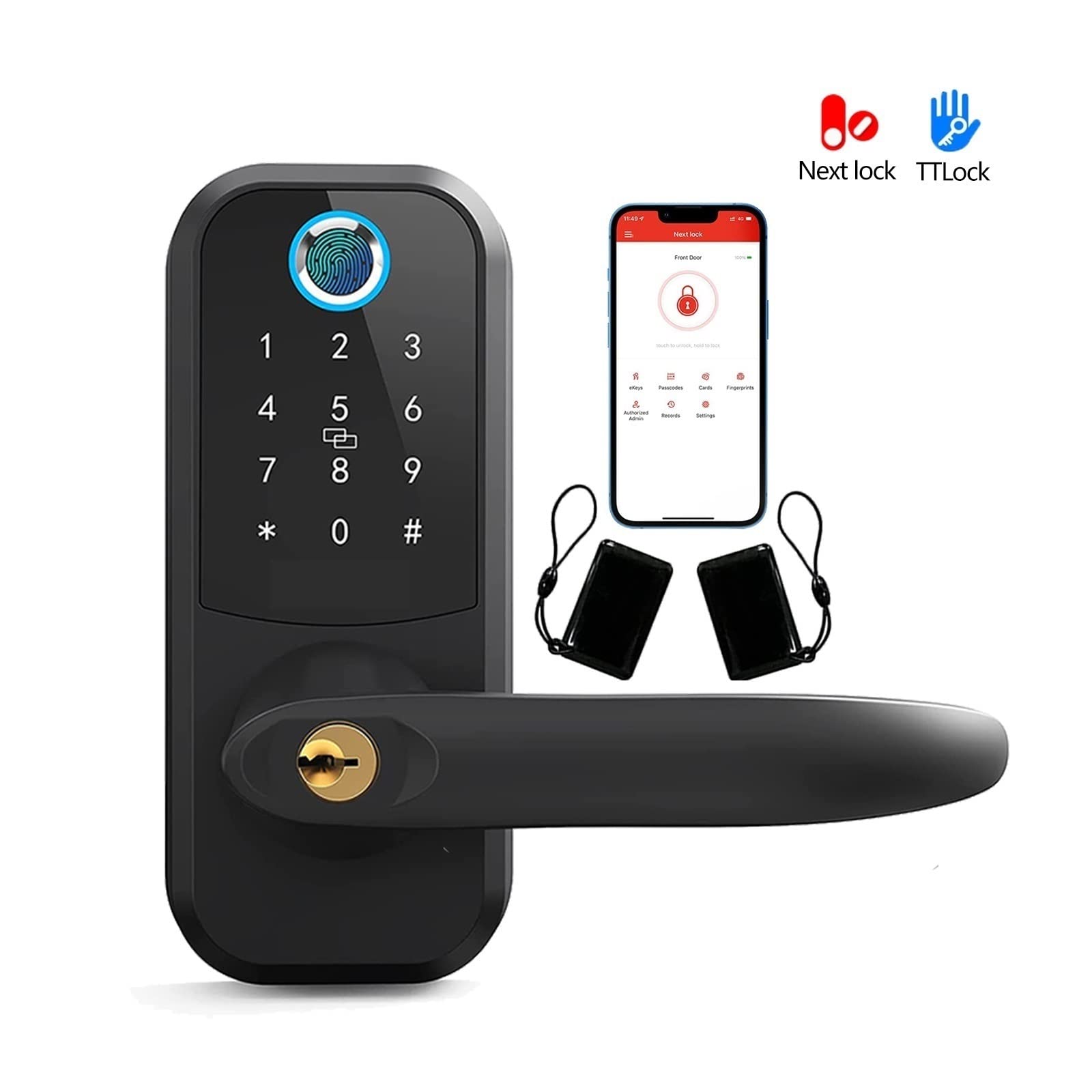Serratura Smart, Serratura for porta intelligente con impronta digitale elettronica Password Sblocca serrature for tastiera for la maniglia della porta di protezione della sicurezza domestica ,Smart L