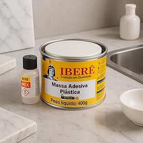 Kit Massa Plástica Cola Tudo Mármore Granito Porcelanato Premium (Branco)