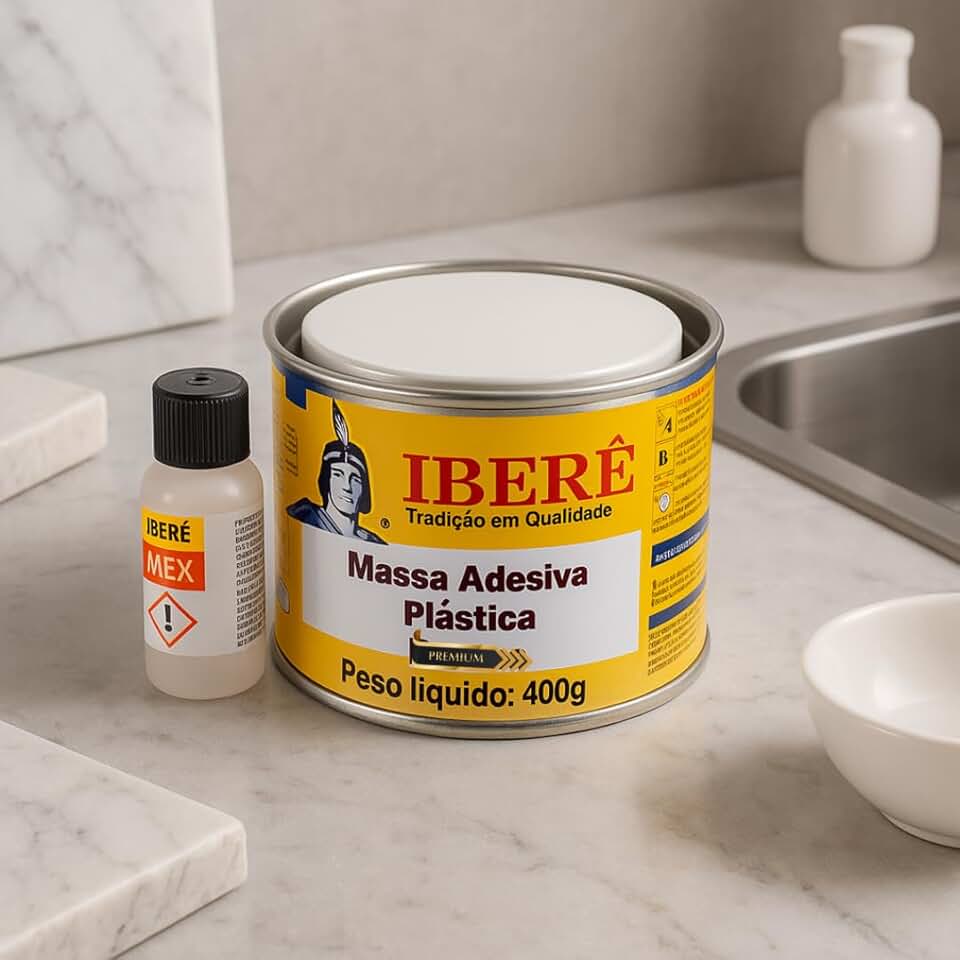 Kit Massa Plástica Cola Tudo Mármore Granito Porcelanato Premium (Cinza)