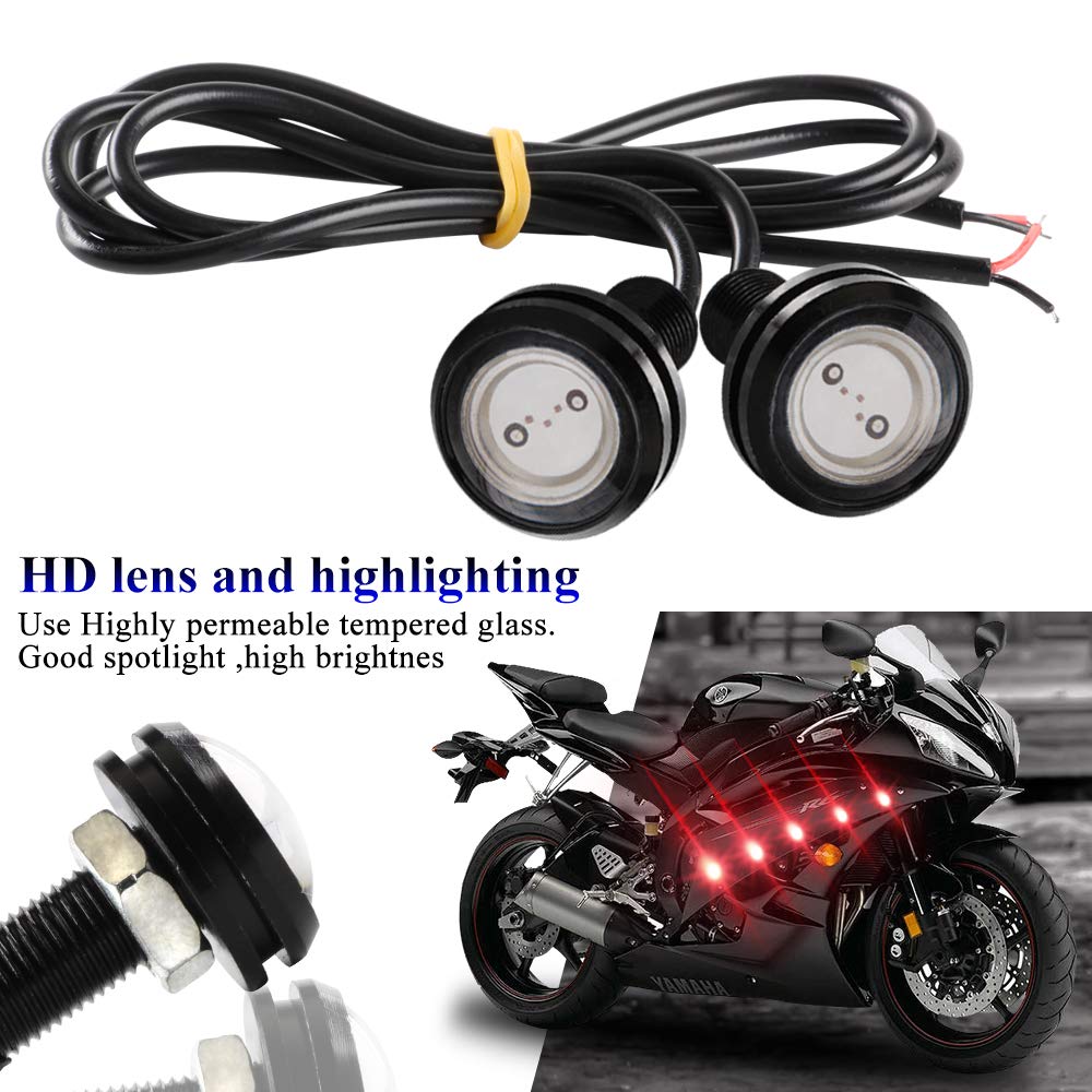 10PCS Alto Poder 23mm 9W Luz de ojo de águila Luz LED Para Automóvil Moto Luz Diurna Eagle Eye DRL Luces de Marcado (Rojo)