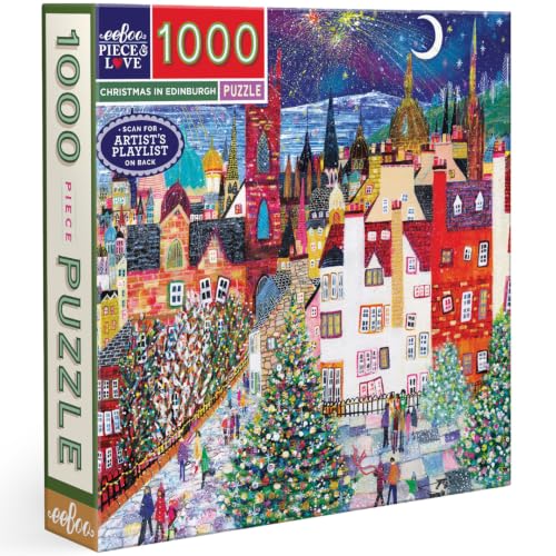 Image of eeBoo Christmas in Edinburgh 1000 Piece Square Jigsaw Puzzle, 23 inch x 23 inch