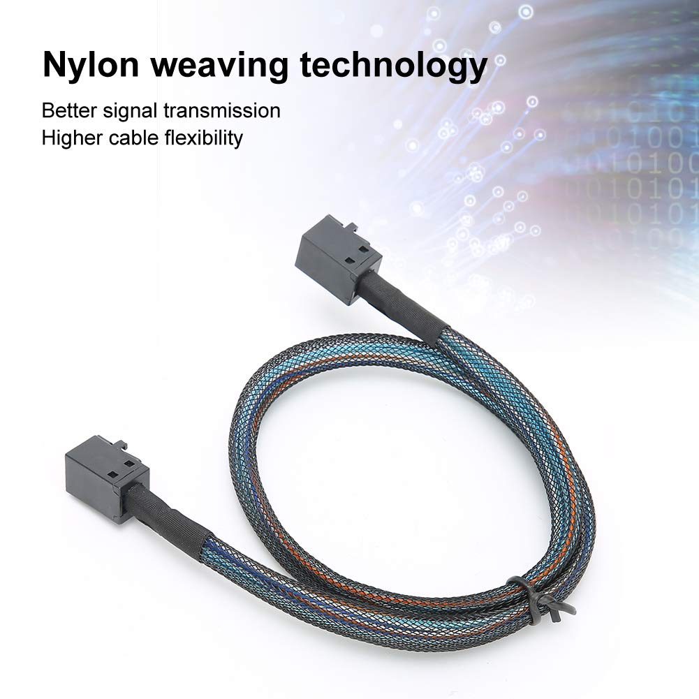 Mini SAS Kabel, 1Meter/0.5Meter SFF-8643 zu SFF8643 H0106 Server Kabel, 12 Gbit/s Nylon geflochtener SAS Festplatten Adapter Kabel Datenkabel(1m)