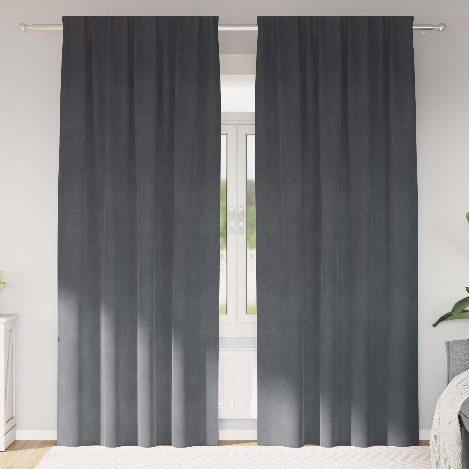 Cortinas opacas 2 unidades, color gris claro, 140 x 260 cm, terciopelo con ojales, cortina térmica opaca para salón dormitorio, privacidad, protección contra el frío, bufanda, separador de