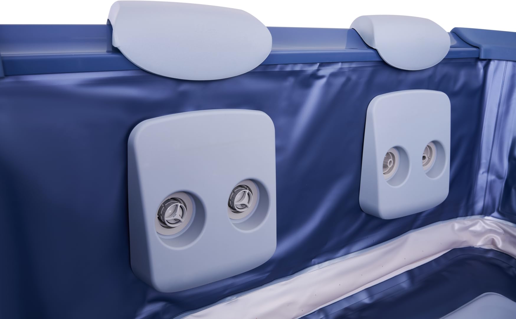 MSPA Oslo Saphire - 160 x 160 x 65 cm - Gonflable d'extérieur pour 6 Personnes avec 120 Jets de Massage, 8 Jets Hydro-Chauffage, Chauffage PTC, LED, désinfection à l'ozone et