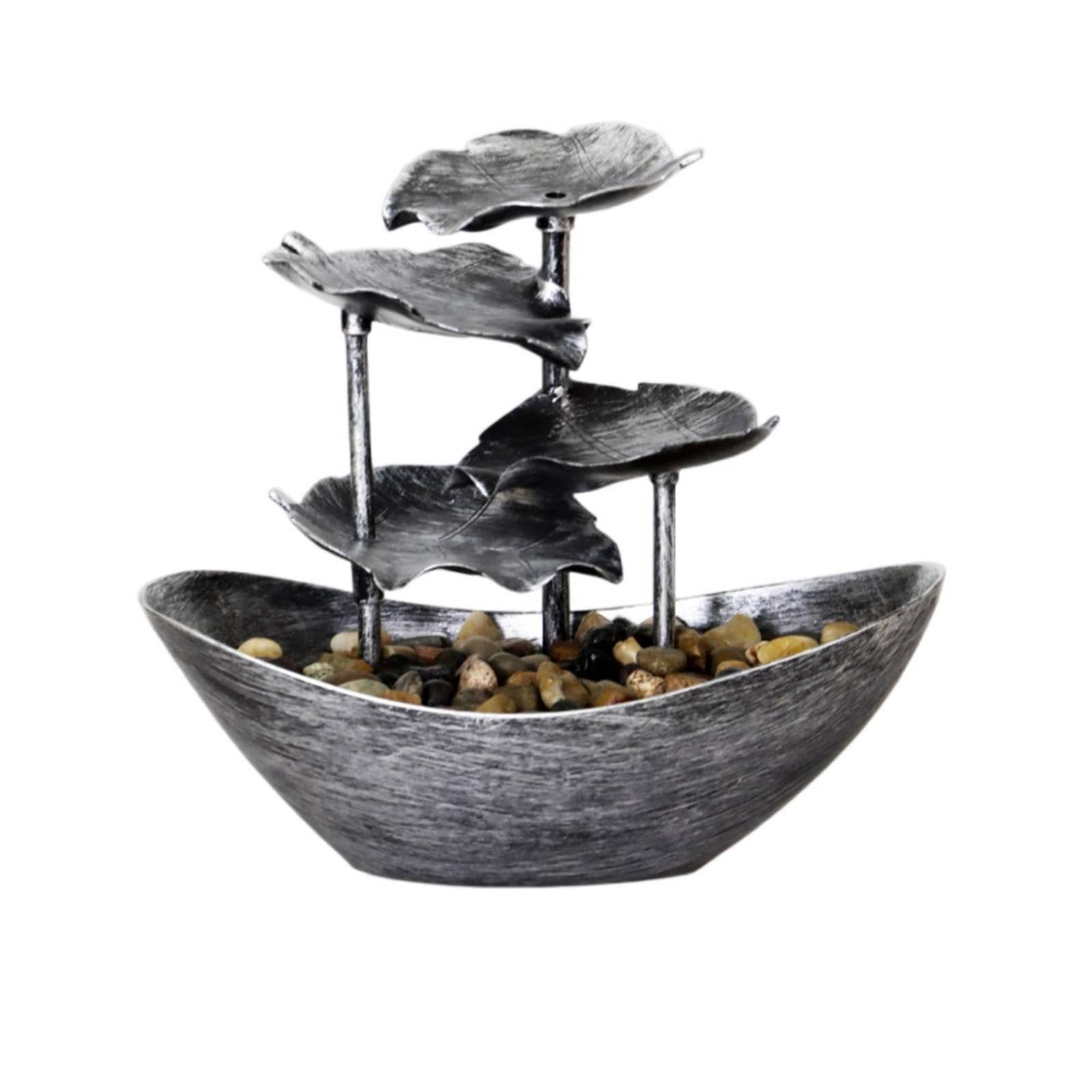Tiered Leaf Waterfall Brushed Tabletop Water Waterfall Metal-Look Tabletop Ornament Silver-image-14