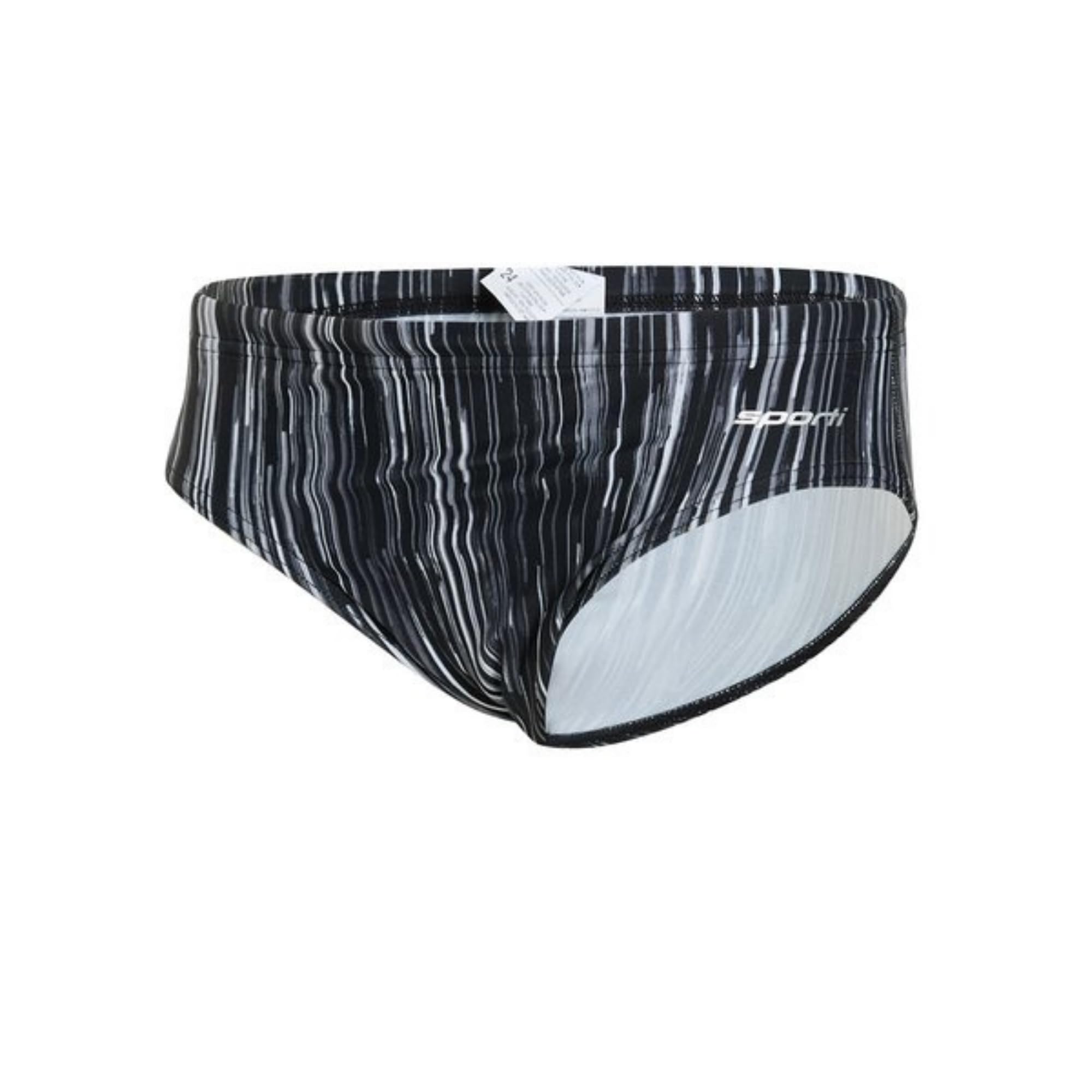 Sporti Boy's Swim Briefs - Printed Pattern, Chlorine Resistant, Quick Dry, UPF 50+ Adjustable Drawstring for Comfortable Fit