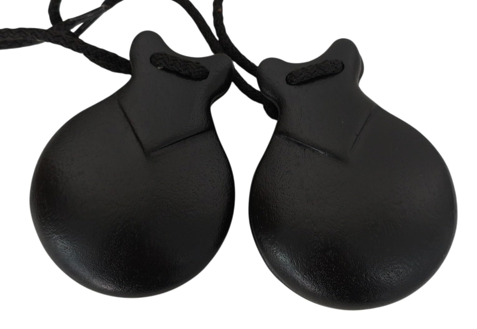 Castañuela color negro de Madera caoba oscurecida nº6 Triana-Qbano de percusión para baile flamenco. Hecha en España.