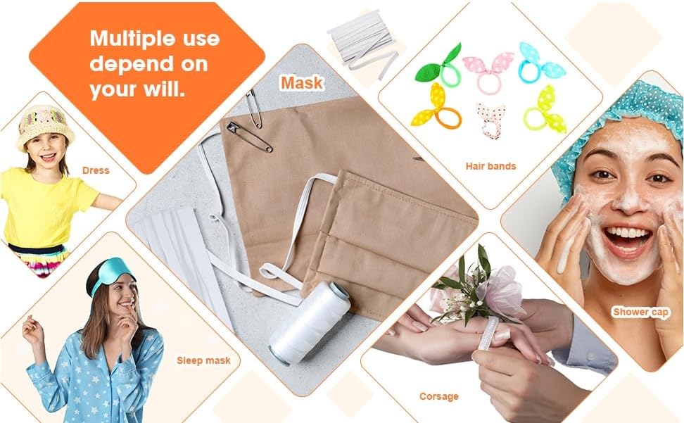 Miniatura 8 de AMORNPHAN Banda elástica para coser color negro, 0.472 in (12 pulgadas) de ancho, 12 yardas. Cuerda elástica fuerte y elástica para manualidades y