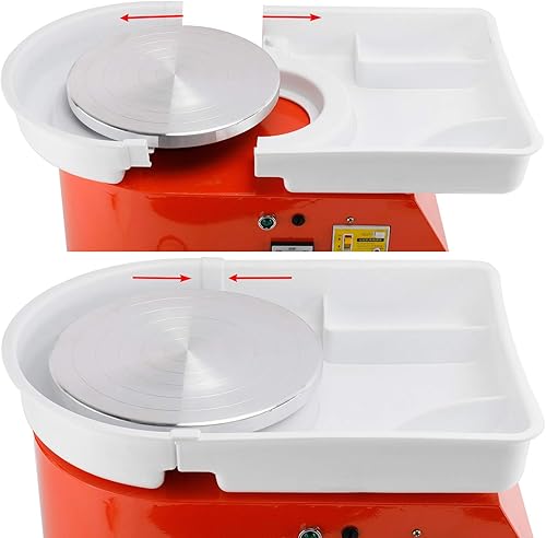 Miniatura 3 de HighFree Máquina eléctrica de rueda de cerámica de 9.8 in con lavabo lavable desmontable, pedales de pie y herramientas de escultura de arcilla