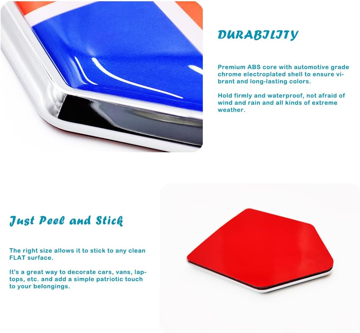 Overdecor Iceland Flag Decal Stickers Car Emblem Icelandic Car Accessories Decorations Chrome Shield Flag Sticker Decals for Cars Truck Vehicles, 2 Pack - Image 3