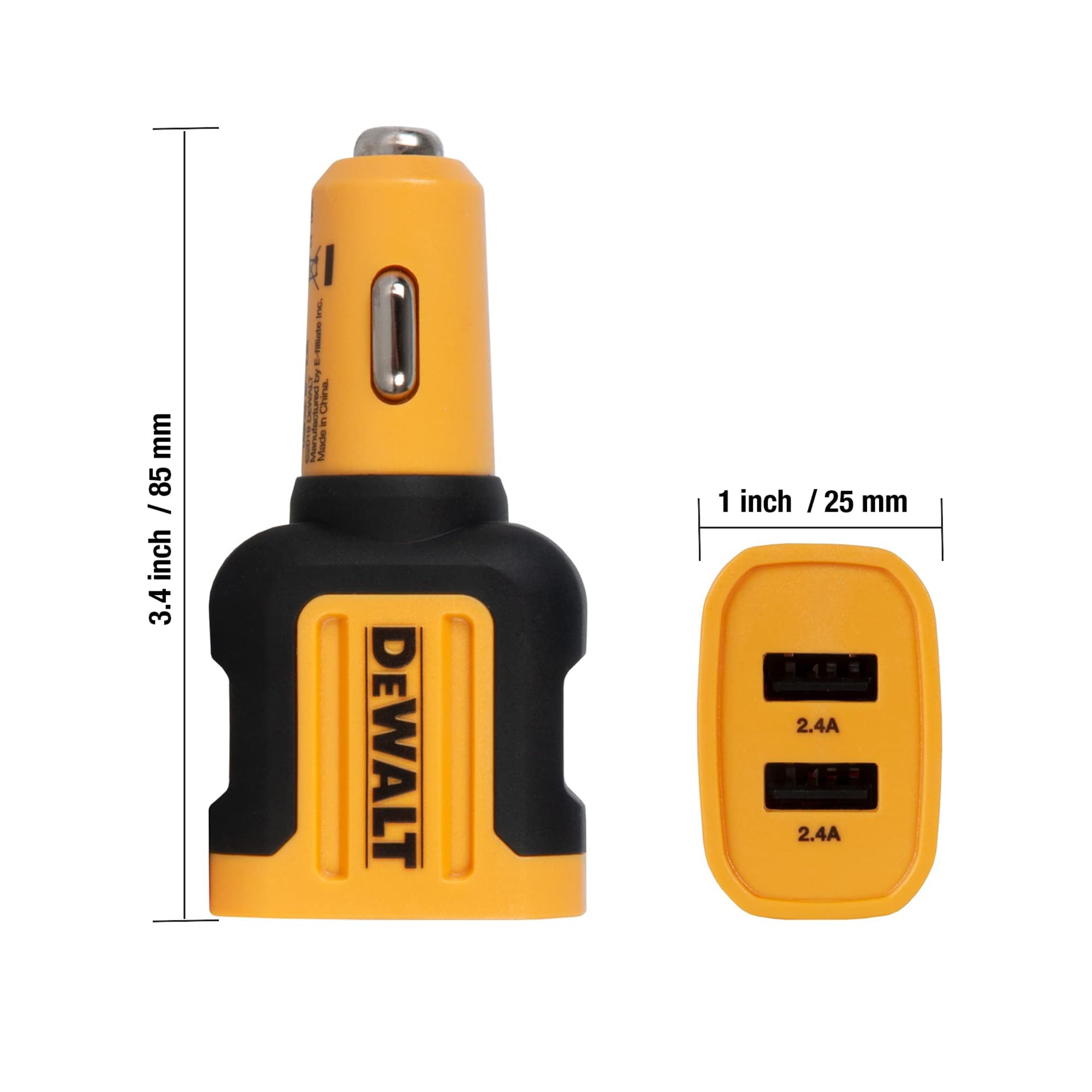 DEWALT Adaptateur Chargeur Voiture 24W USB, Allume-Cigare, Charge Rapide, Compatible iPhone, Samsung Galaxy, iPad