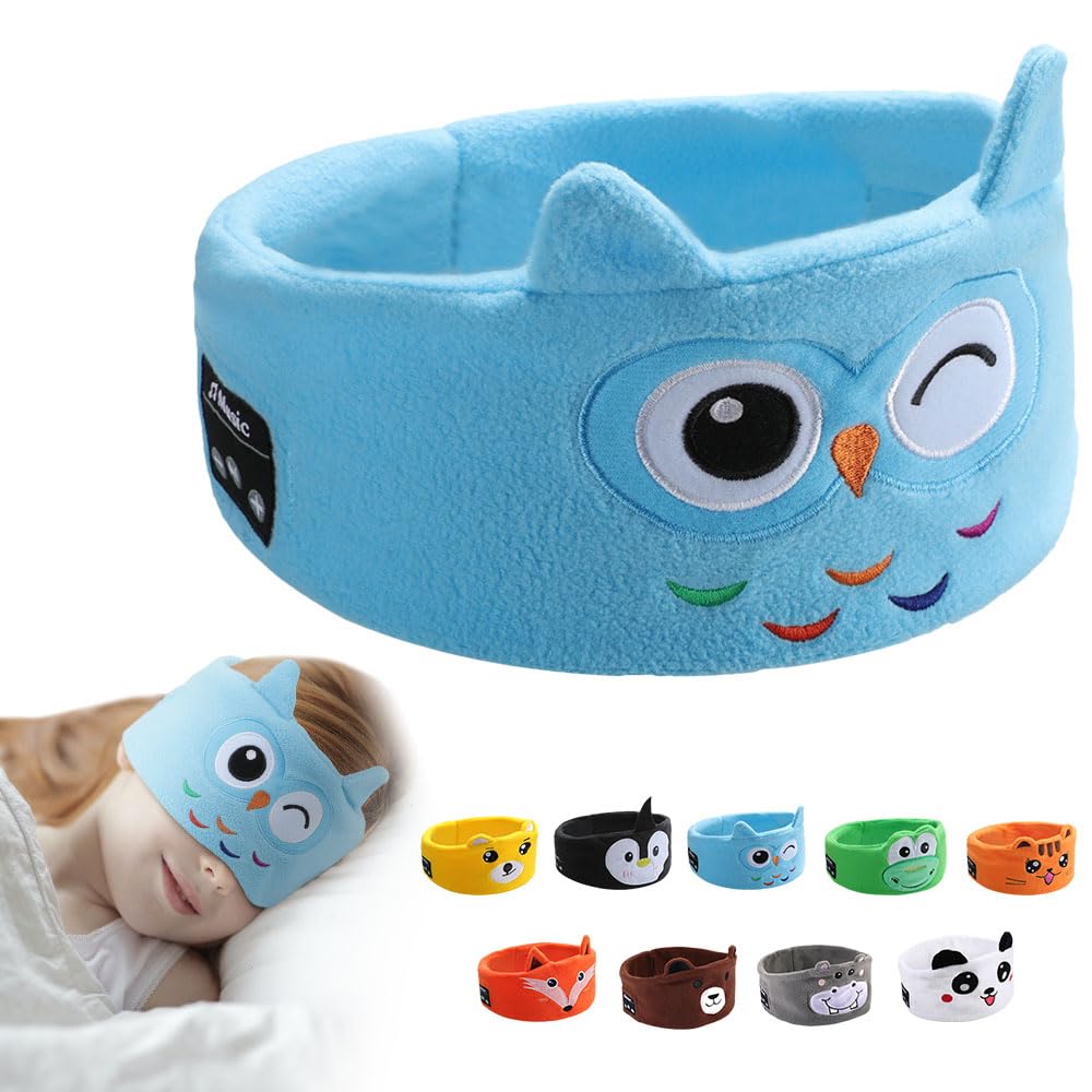 RBFSAH Kids Wireless Headphones, Over Ear Headphones for Children & Toddlers, with Thin Speakers & Super Soft Fleece Headband (Owl)