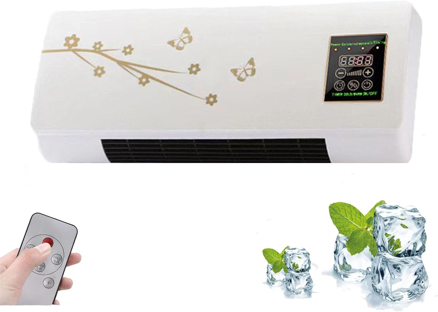 Condizionatore d'Aria Portatile a Parete, Mini Ventilatore Senza Condotto, 2 in 1 Raffreddamento e Riscaldamento, Telecomando, unità Senza Pale e Senza sfiato per Camera da Letto, Ufficio