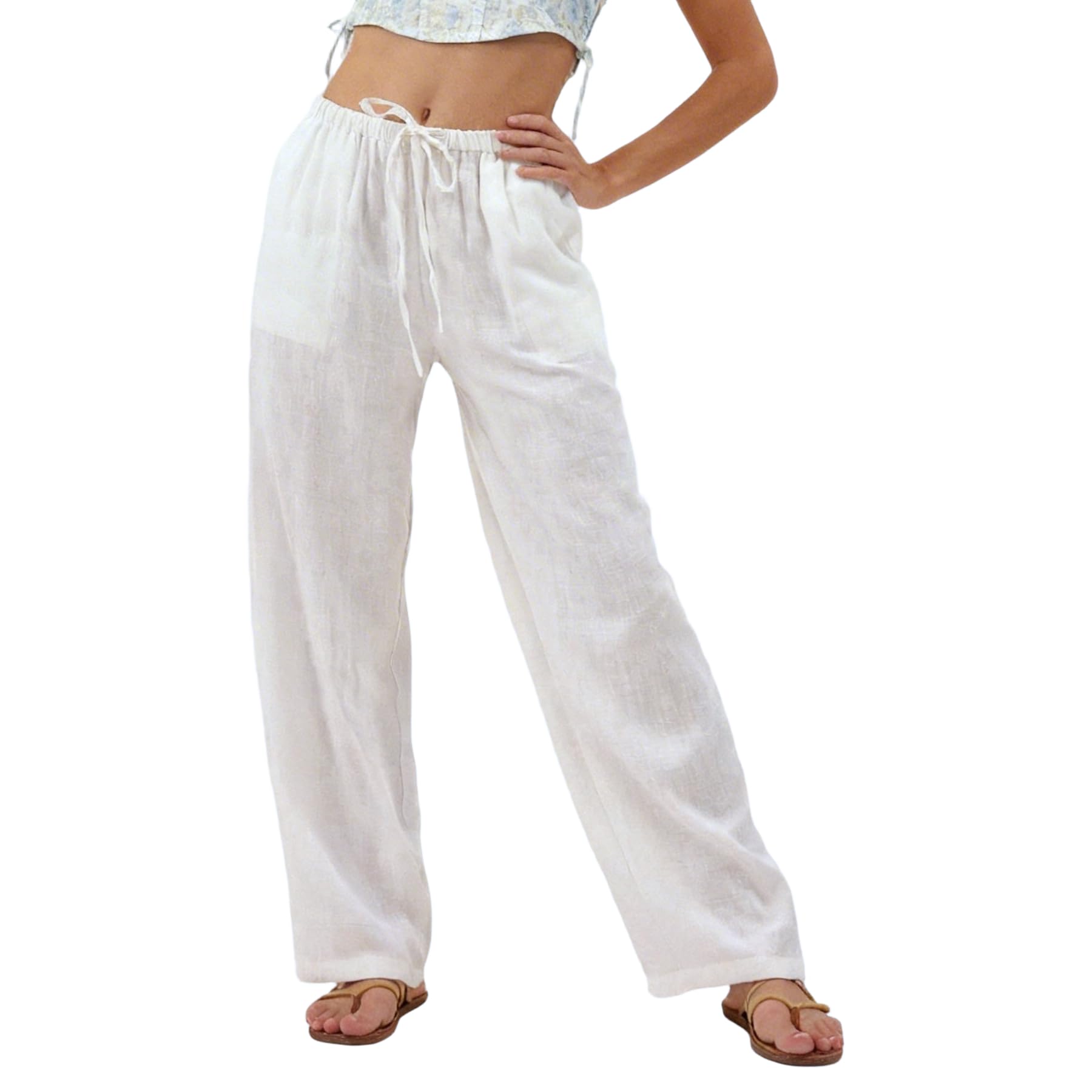 Amazhiyu White Linen Pants