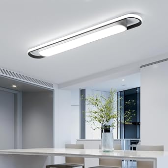 Naroume Modern Hallway Ceiling Lights, 6000K Acrylic Linear Ceiling Lamp, 4ft Metal LED Ceiling Light Fixture, Kitchen Dining Living Room Cloakroom Lighting 62W/122CM [Energy Class B]