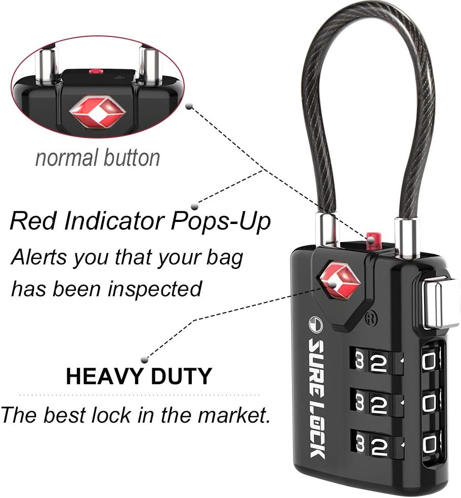 Blасk Frіdау Clеаrаnсе SURE LOCK TSA Compatible Travel Luggage Locks, Inspection Indicator, Easy Read Dials TSA Approved with Zinc Alloy Rеvіеw Dіѕсоunt SURE LOCK TSA Compatible Travel Luggage Locks, Inspection Indicator, Easy Read Dials TSA Approved with Zinc Alloy