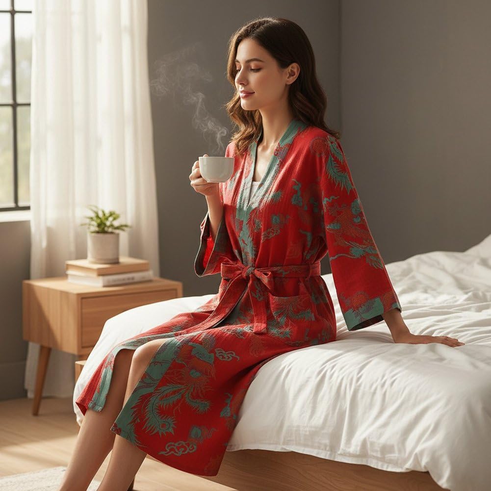 De Baño De Estilo Japonés, De Dormir De Algodón Jacquard para Mujer, Kimono Yukata, Pijama, De Baño, Ropa De Dormir.