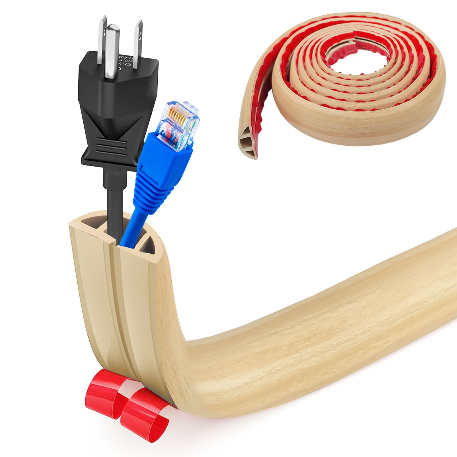 Pasacables Suelo, Canaleta Cables Suelo, 3.0M x2cm Protector de Cables para Suelo, Cubiertas de Suelo para Cables Autoadhesiva Montaje para Todos los Hogar, Oficina, Escuela,Almacén(Blanco-Redondeado) — view 67