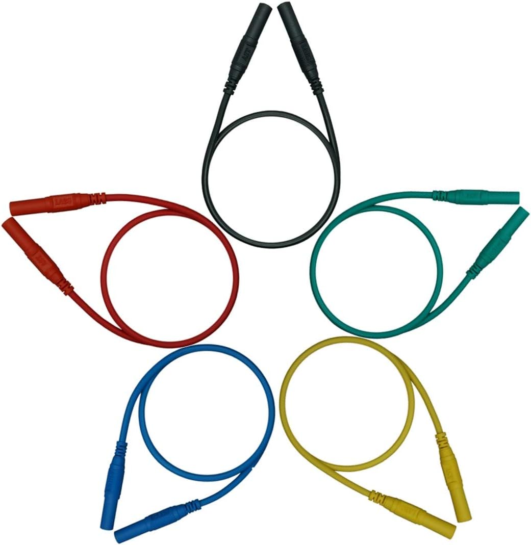 Test Lead Extension Cable Banana Plug 4 mm Straight-Straight (120 inch Male-Male, Black, Red, Green, Yellow, Blue)