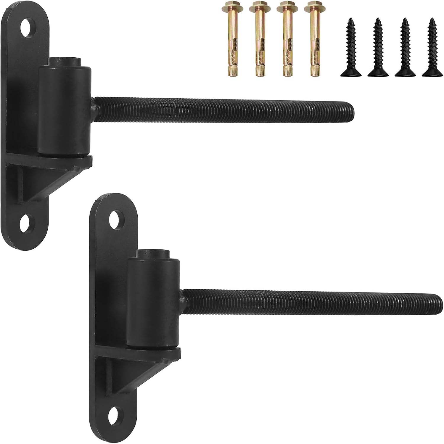 2 Pack 6'' J Bolt Gate Hinge, Wall Mount Gate Hinges for Wooden Fence Metal Gate, Heavy Duty Carbon Steel Farm Gate Hinge with Screws
