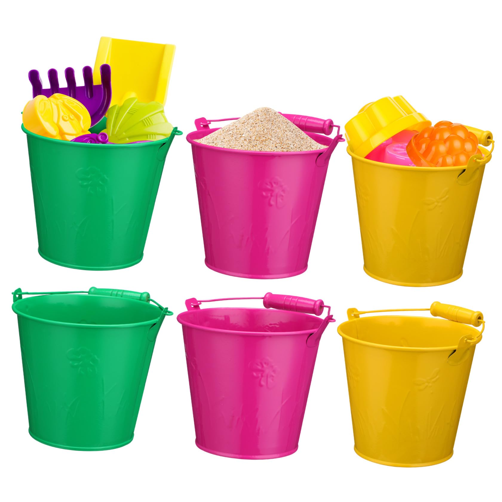 Seau Jouet 6pcs en Fer de Plage Fête Estivale pour Garçon et Filles