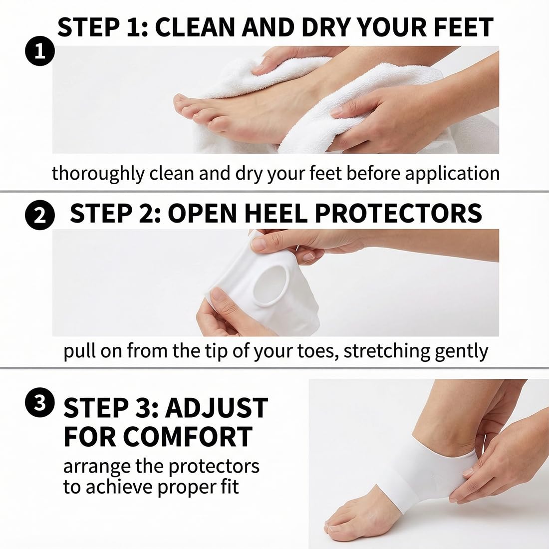 4 Pares Taloneras de Silicona Protectores de Talón para Dolor de Talón y Talones Agrietados (Blanco)