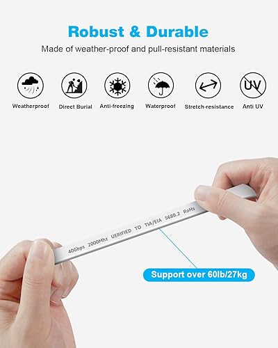 Miniatura 7 de DDMALL Cable Ethernet CAT 8, cable LAN plano de 1.5 pies, 3 pies, 6 pies, 10 pies, 15 pies, 20 pies, 25 pies, 30 pies, 40 pies, 50 pies, 65 pies,