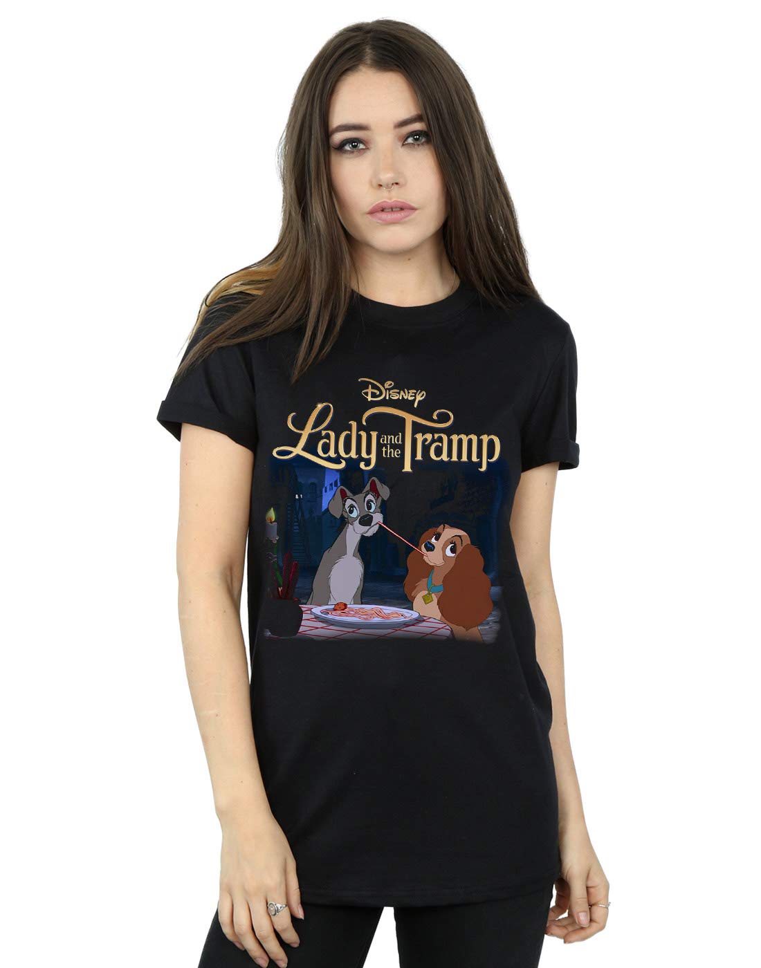 Disney Women's Lady and The Tramp Homage Boyfriend Fit T-Shirt Black XXXXX-Large