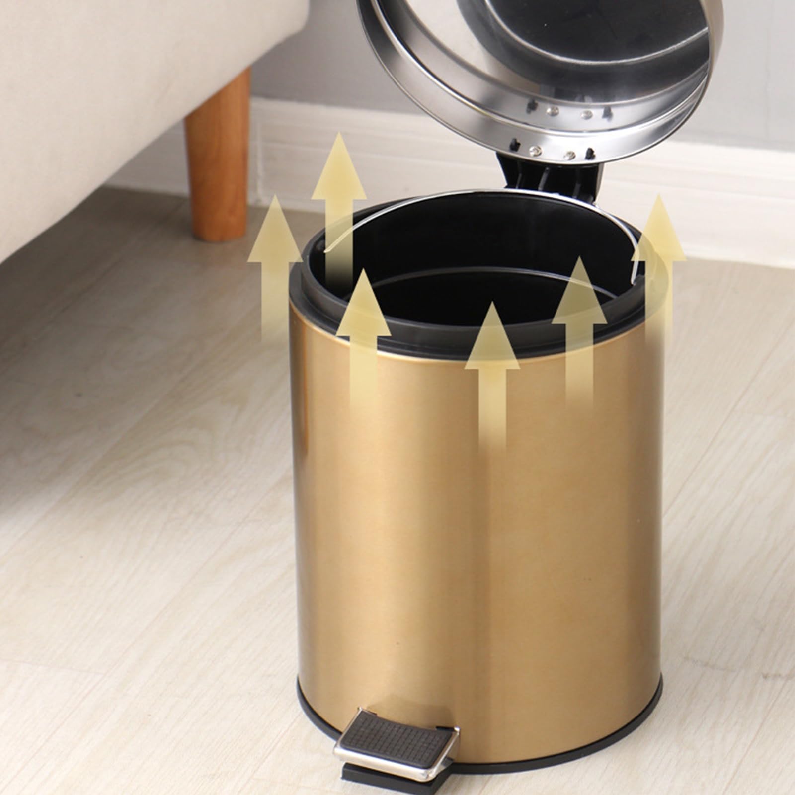 Kosmetikeimer Edelstahl Matt Gebürstet & Rostfrei-Tretmülleimer 5/8l-Kosmetik Mülleimer Mit Deckel-Abfalleimer Mit Tritt-Treteimer for Bad & WC(5L)