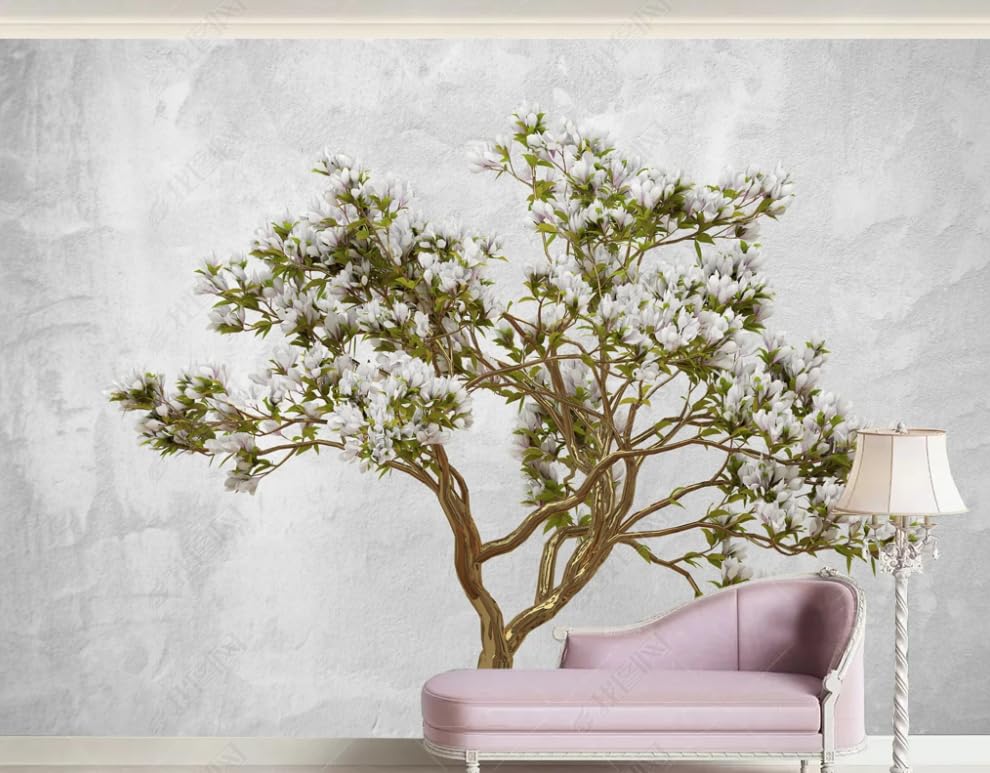 Papier peint intissé fleurs blanches pour créer un salon lumineux et cosy