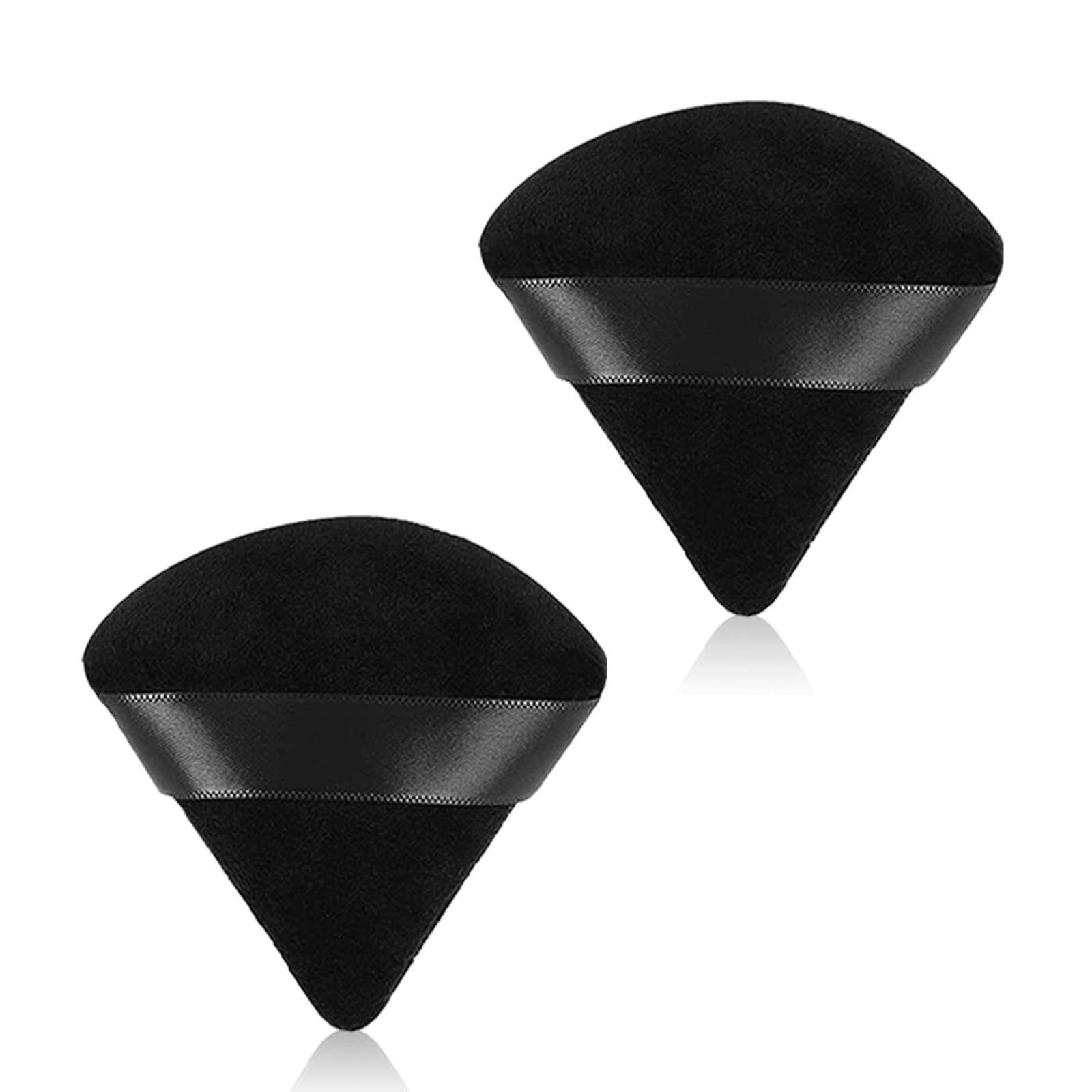 cuspitum2 Pcs Loose Powder Puff, Face Soft Triangle Puff Blender Beauty Makeup Tool Short Plush, (Black)