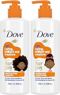 Dove Shampoo and Conditioner Set - Dove Kids Hair Love Collection, Curly Hair Products, Kids Shampoo and Conditioner, Wavy Hair Products 17.5 Oz (2 Piece Set)
