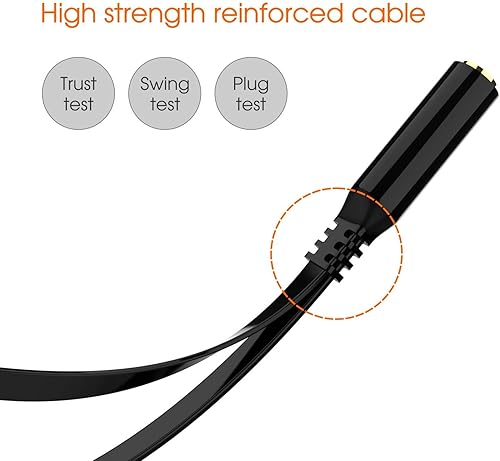 Miniatura 4 de Maeline Adaptador de auriculares para computadora de 0.138 in hembra a 2 doble cable divisor de audio macho de 0.138 in, micrófono, conector