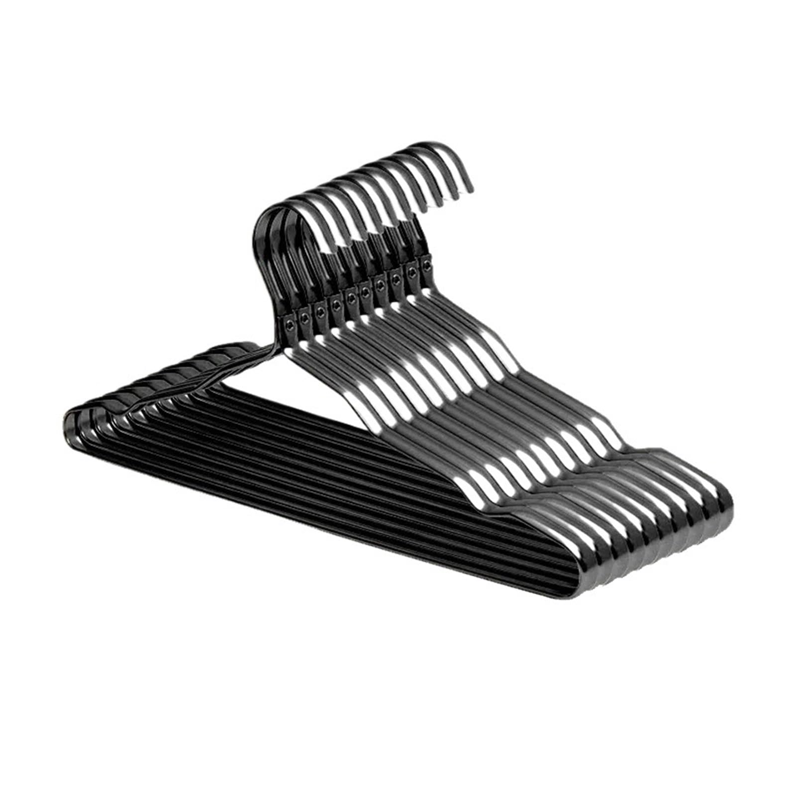 Clothes Hangers Clothing Hanger 10pcs Aluminum Alloy Golden Domestic Coat Supplies Organizer Wardrobe Storage Rack(Black)