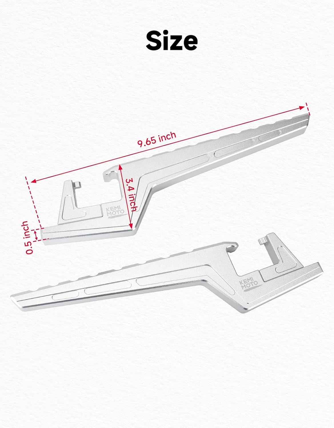 KEMIMOTO Universal Passenger Footpegs, CNC Aluminum Adjustable Foot Pegs Compatible with Soleil01 Surron Light Bee X/S Segway X260 X160 Talaria CRF150 CRF230F 03–19 CRF250F 19–24 E Ride Silver