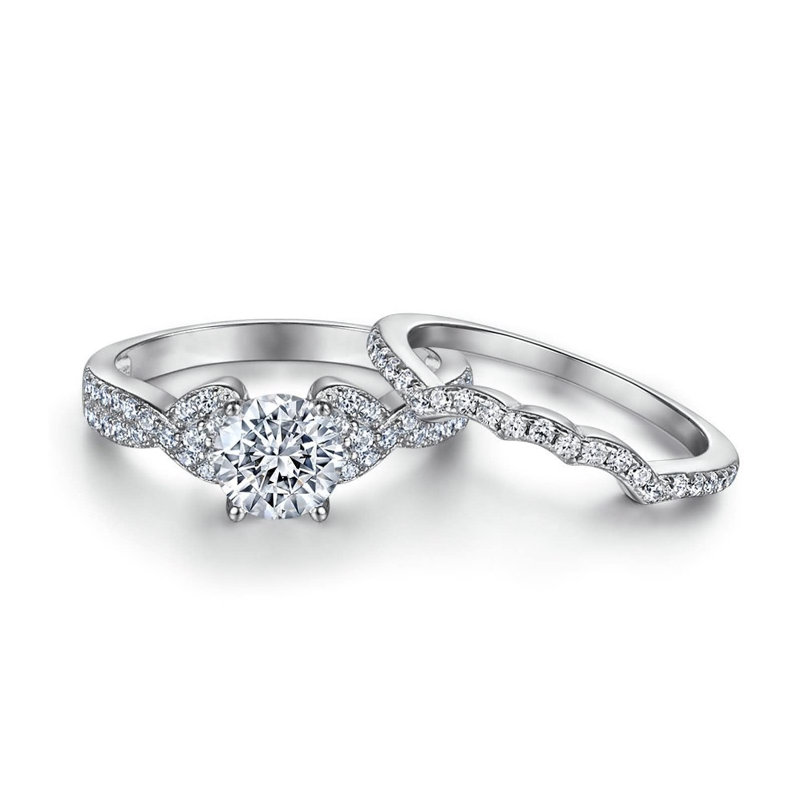 Damenringe aus Sterlingsilber, Entspannungsgeschenke für Frauen, kreuzgedrehtes Sterlingsilber mit Zirkonia