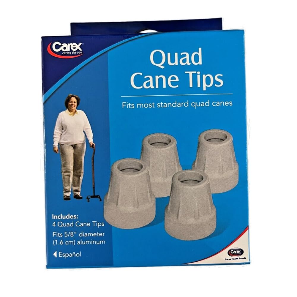 Carex A718-00 Cane & Crutch Tips - 3/4" Standard Size, Pivoting Rubber Tips, 1 Pair