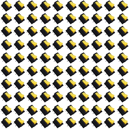 Image of Electronic spices Small Mini Boat Snap-in 2-Pin Plastic On /Off Rocker Switch Button (100psc) (YELLOW)