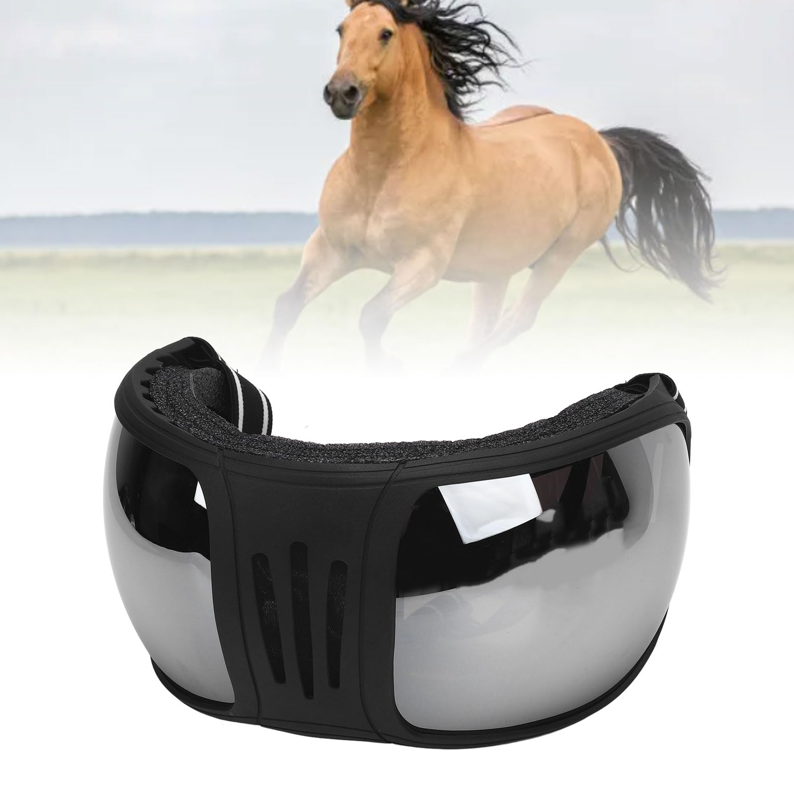 Socobeta Gafas para Caballos, Material Plástico Correa Ajustable Diseño Protector Gafas Deportivas para Caballos para Suministros de Arneses